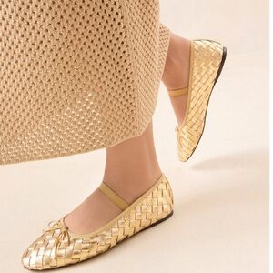 Loeffler Randall Leonie Gold Woven Ballet Flats Sz 6